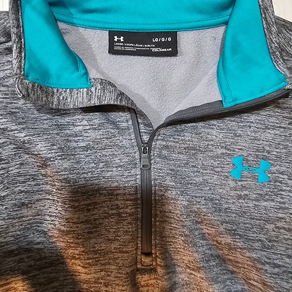Under Armour ColdGear Fleece 1/2 Zip Gray Long Sleeve Pullover Size L - Picture 4 of 7